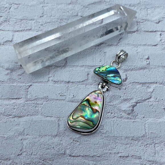 Abalone Shell Sterling Silver Pendant Boho - Picture 1 of 4